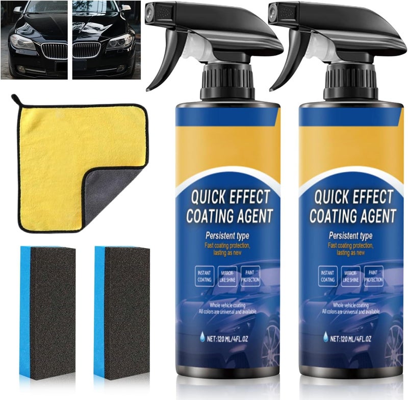 TABOUNTS 2PCS Car Coating Spray,Quick Effect Coating Agent for Car –Fast-Acting Car Coating Spray, Scratch Wax Polish & Waterless Wash,For Vehicle Exterior Care & Paint Protection(Sponge & Cloth) - Image 1